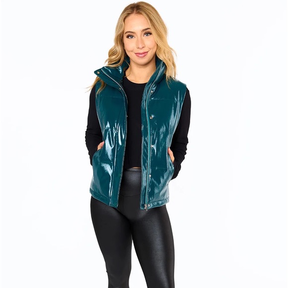 Buddy Love Jackets & Blazers - HELEN VEGAN LEATHER PUFFER VEST - JADE